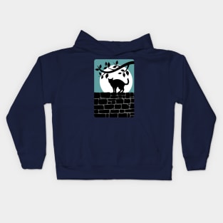 Cat on a Wall Silhouette Kids Hoodie